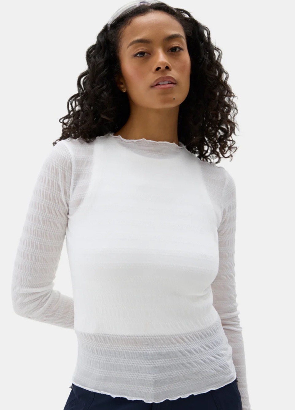 Halfdays Ynes Long Sleeve Top Textured Knit Lightweight Layering Top Medium